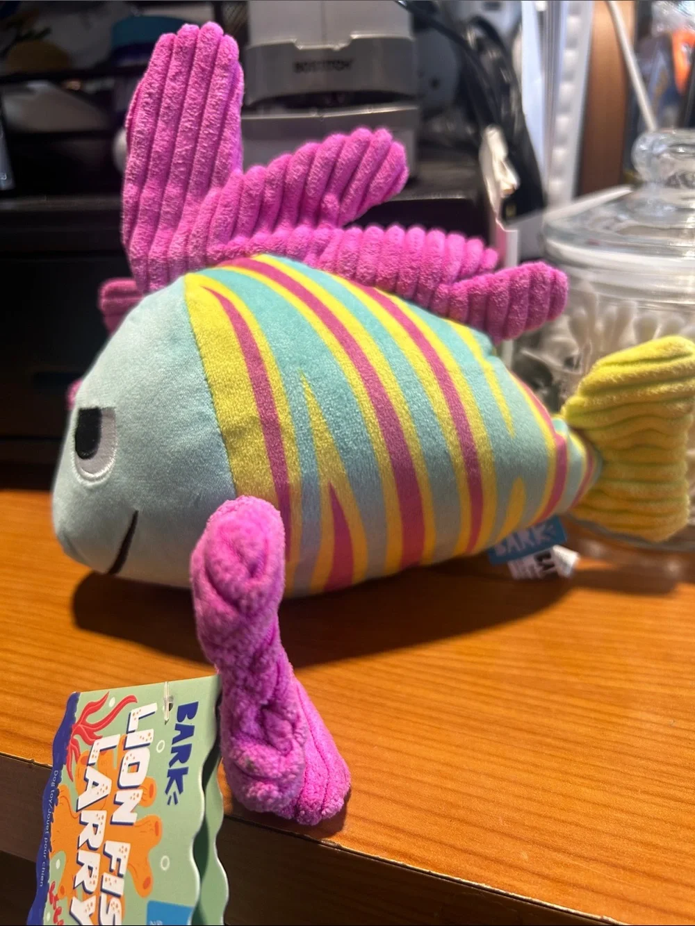 Bark Aqua & Hot Pink Plush Fish Toy